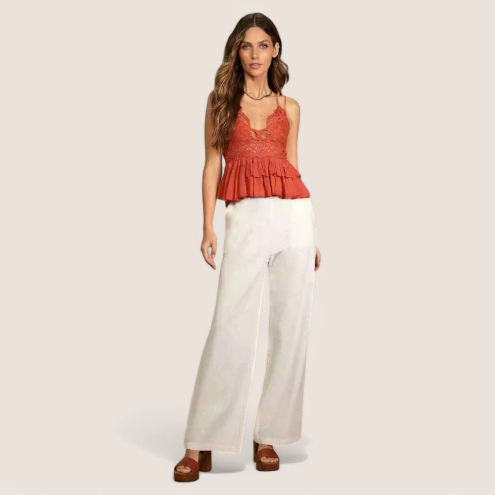 Free People Lace Cami Criss Cross Back Bralette Womens sz S - Winding Roads NWT